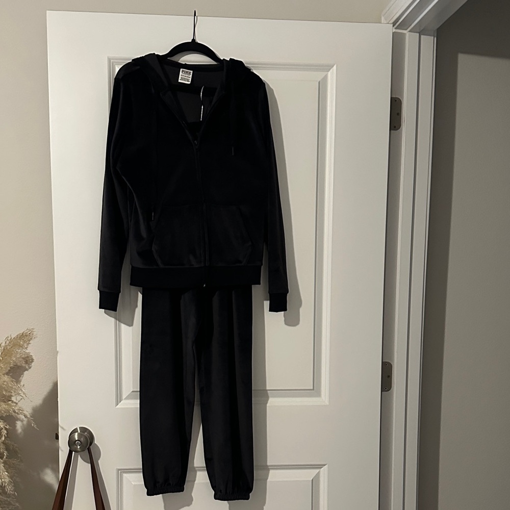 PINK Victoria's Secret Black Velour Loungewear Set